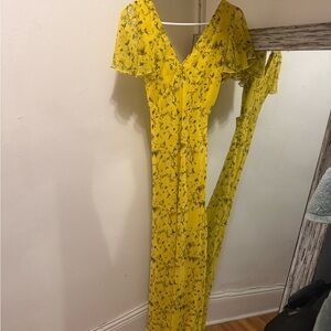 Topshop Yellow Floral Maxi Dress